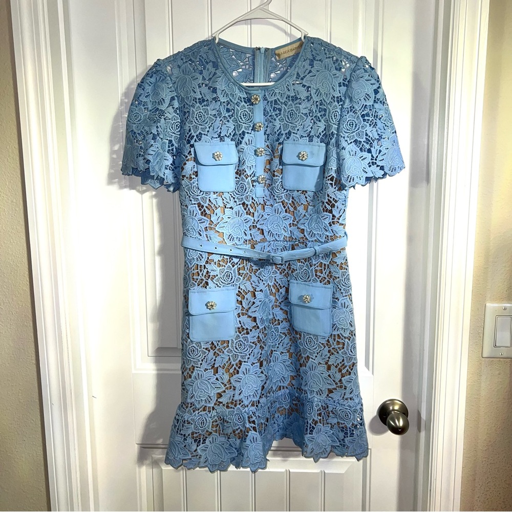 Blue lace beautiful belted Sierra Darien dress